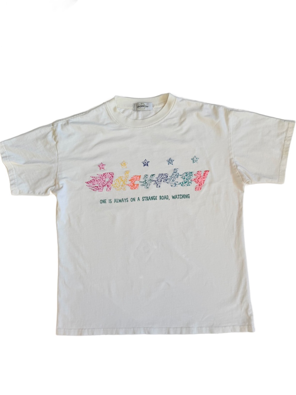 Aelfric Eden ADCVRTSY Oversized Falling Stars Boxy Puffy Graphic Tee Cream S